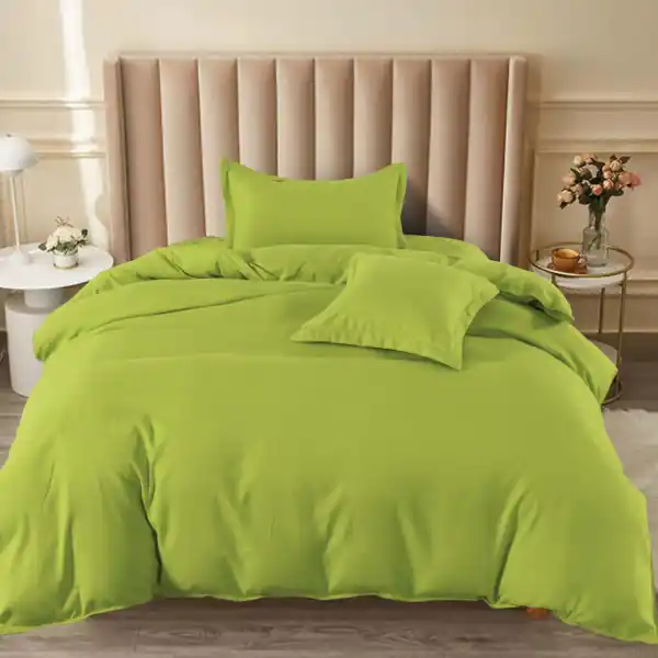 Cel mai bun preț Lenjerie de pat cu elastic, uni, tesatura tip finet, pat 1 persoana, verde, 4 piese, FJ1-77