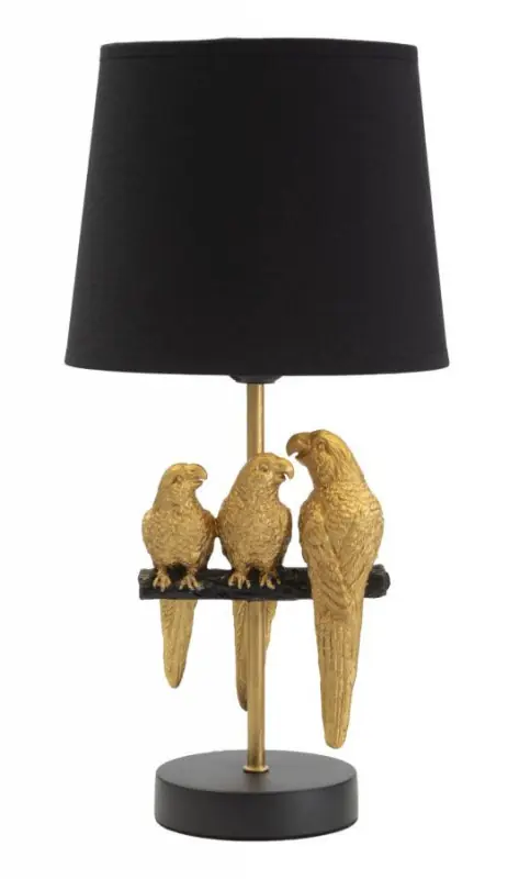 Ultima șansă Veioza aurie/neagra din metal, Soclu E27 Max 40W, ∅ 20 cm, Parrots Mauro Ferretti