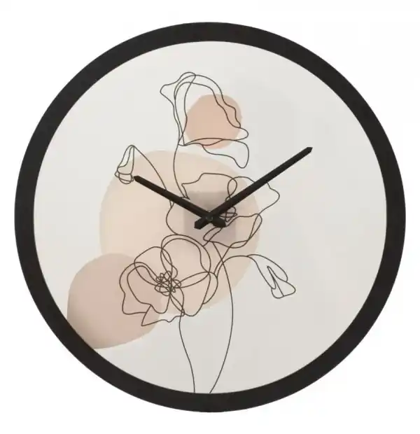 Reducere extra Ceas decorativ alb/negru din metal, ∅ 40 cm, Flowers Mauro Ferretti