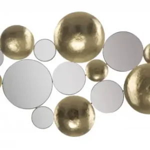 Decoratiune de perete aurie din metal si oglinzi, 118x2,5x60 cm, Glam Gold Mauro Ferretti Ofertă de sezon