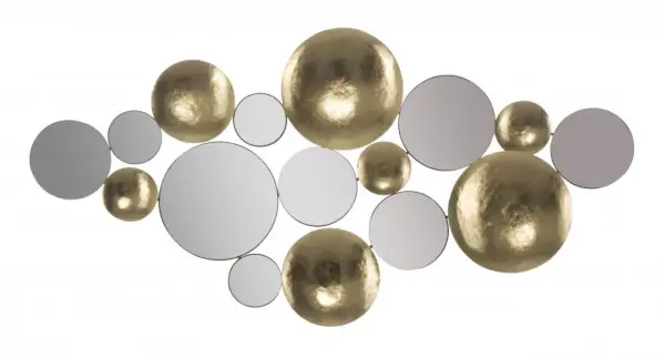 Decoratiune de perete aurie din metal si oglinzi, 118x2,5x60 cm, Glam Gold Mauro Ferretti Ofertă de sezon