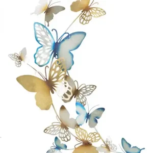 Decoratiune de perete aurie/albastra din metal, 59,5x4x111,5 cm, Celeste Mauro Ferretti Disponibil imediat