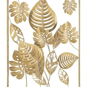 Calitate înaltă Decoratiune de perete aurie din metal, 60x6,5x80 cm, Jungle Mauro Ferretti