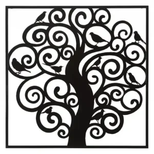 Cumpără online Decoratiune de perete neagra din metal, 70x1x70 cm, Tree Mauro Ferretti