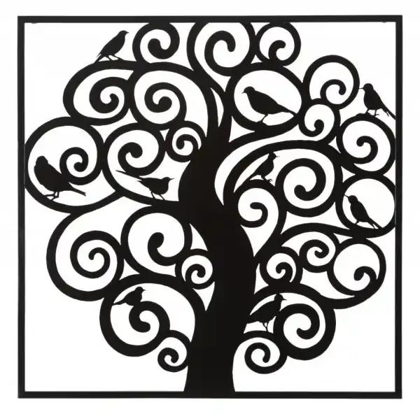 Cumpără online Decoratiune de perete neagra din metal, 70x1x70 cm, Tree Mauro Ferretti