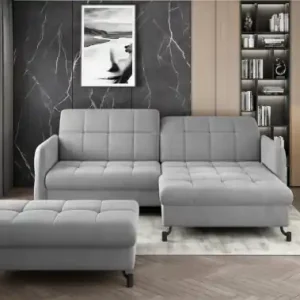 Super ofertă Set coltar extensibil + taburet, 225x105x160 cm, Lorelle R02, Eltap Albastru inchis texturat / Solar 79