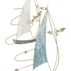Decoratiune de perete aurie / alba din metal, 51,4 x 4 x 87 cm, Vela Mauro Ferreti Premium