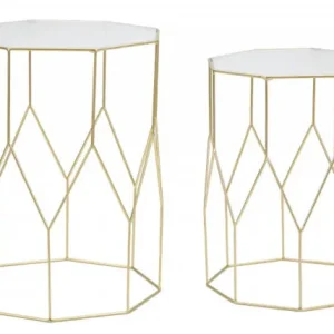 Set 2 masute auxiliare aurii din metal, Ø 37 / Ø 31 cm, Coppia Mauro Ferreti Discount