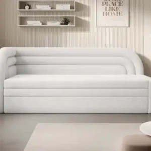 Canapea tapitata, extensibila, cu spatiu pentru depozitare, 223x80x86 cm, Fabillo L01, Eltap Alb / Royal 01 Retur ușor