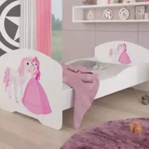 Pat copii cu saltea din spuma si somiera incluse, Pepe 1e, ADRK Furniture Princess and Horse / cu sertar Cumpărături sigure