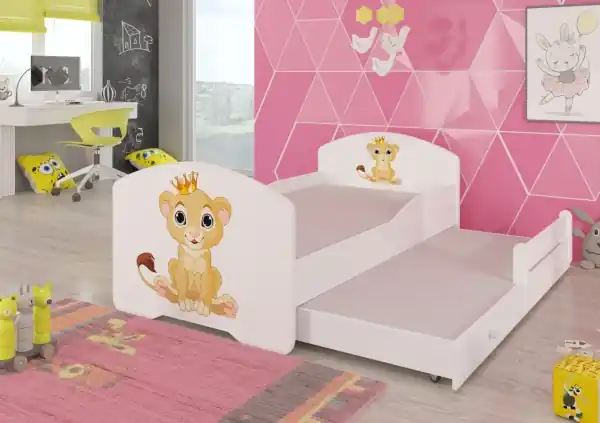 Retur gratuit Pat dublu pentru copii cu saltea din spuma si somiera incluse, Pepe II b, ADRK Furniture Girl with Wings
