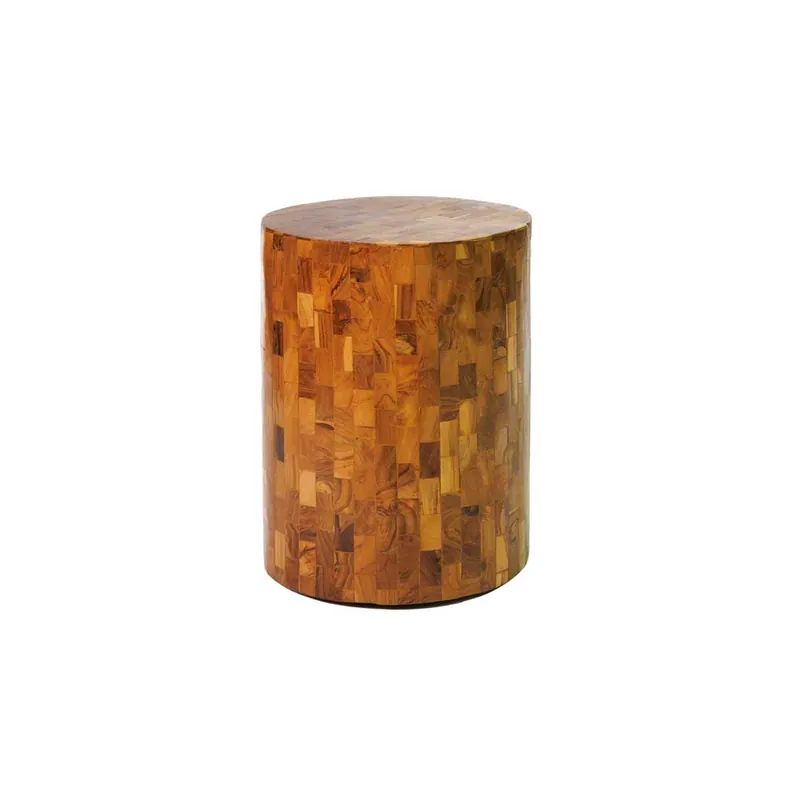 Taburet maro din lemn de tec Mosaic Reducere specială