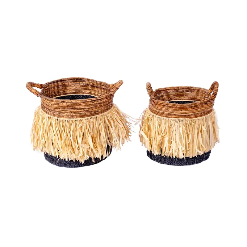 Set 2 cosuri negre din frunze de bananier si fibre sintetice Nu rata