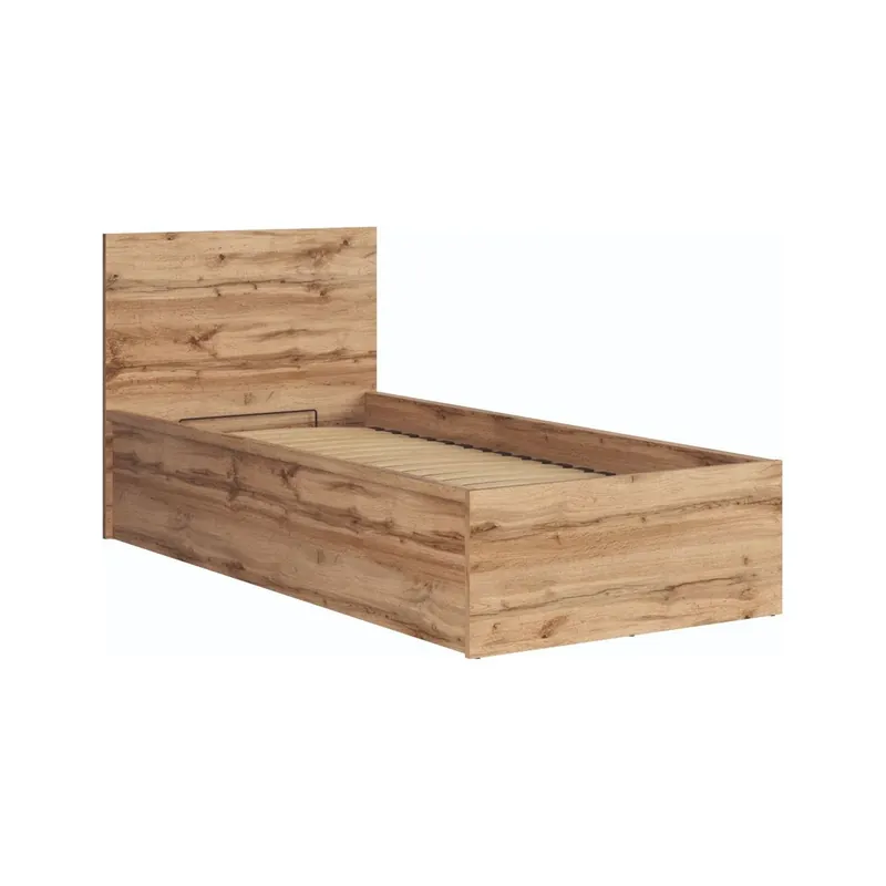 Pat Tetrix 90x200, stejar wotan, PAL/metal, cu somiera Discount