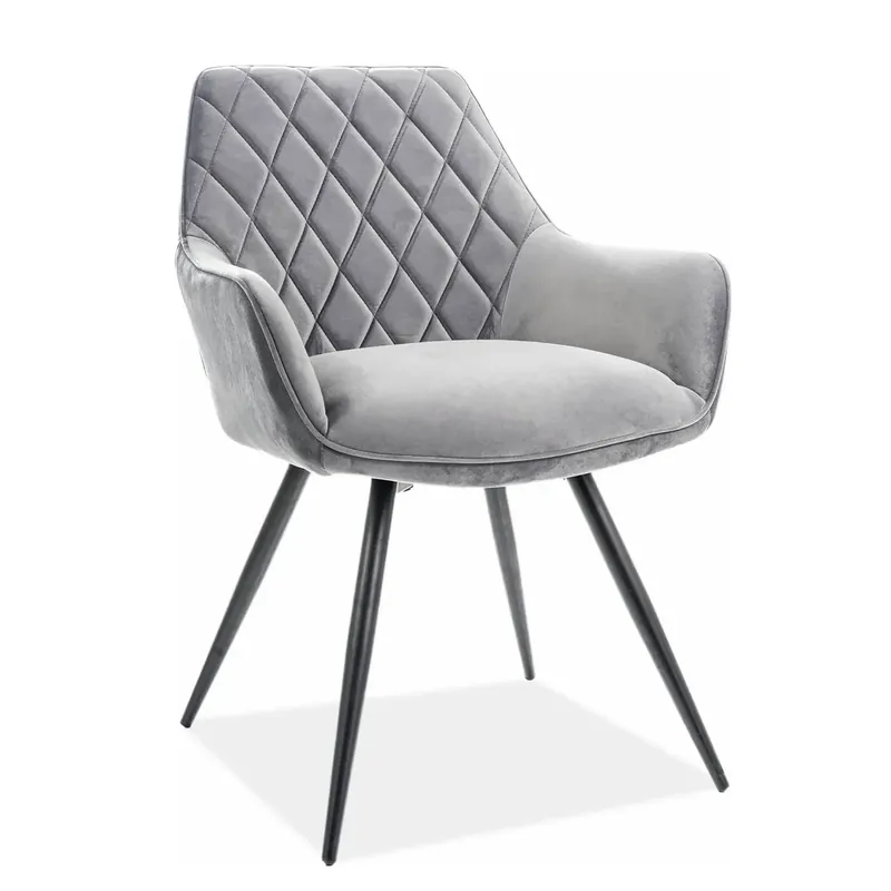 Scaun LINEA, gri/negru, stofa catifelata/metal, 43x43x82 cm Premium