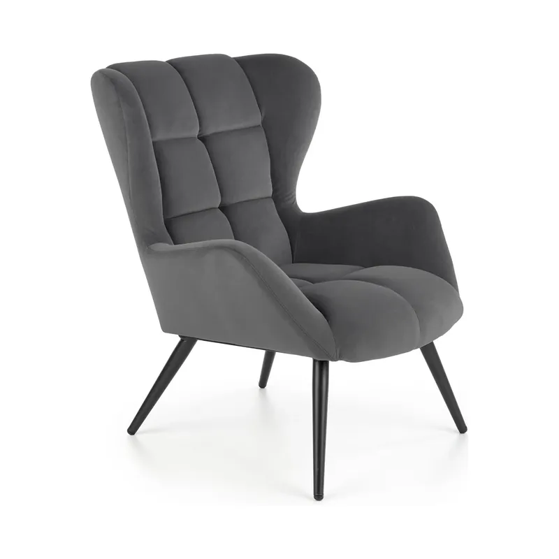 Chilipir Fotoliu TYRION, stofa catifelata gri - Bluvel 14, 75x86x91 cm