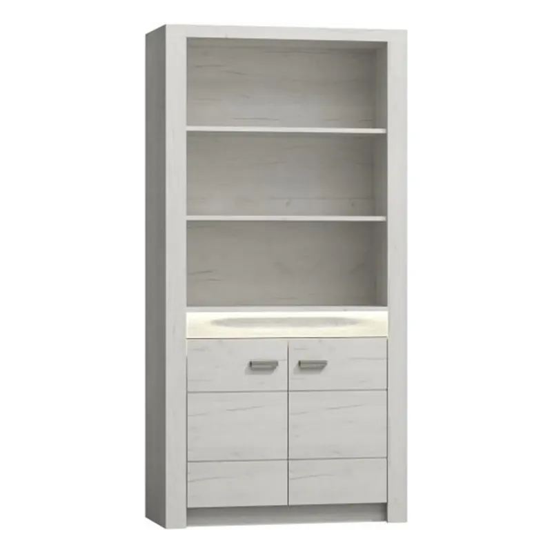 Ieftin Vitrina INFINITY I-05, frasin alb, PAL melaminat, 96x42x192 cm