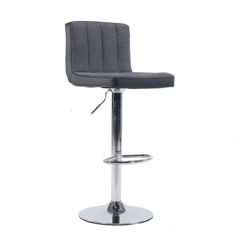 Scaun bar HILDA, gri/negru cromat, stofa clasica/piele ecologica/metal, 40x46x88/109 cm Calitate înaltă