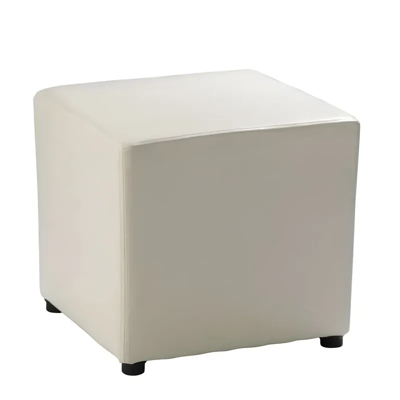 Taburet NIKI NEW, alb, piele ecologica, 36x36x36 cm Ofertă de sezon