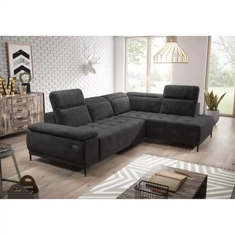 Coltar FOCUS L, personalizabil materiale gama Premium, cu reglaj electric si tetiere reglabile, 278x204x98 cm Expediere rapidă