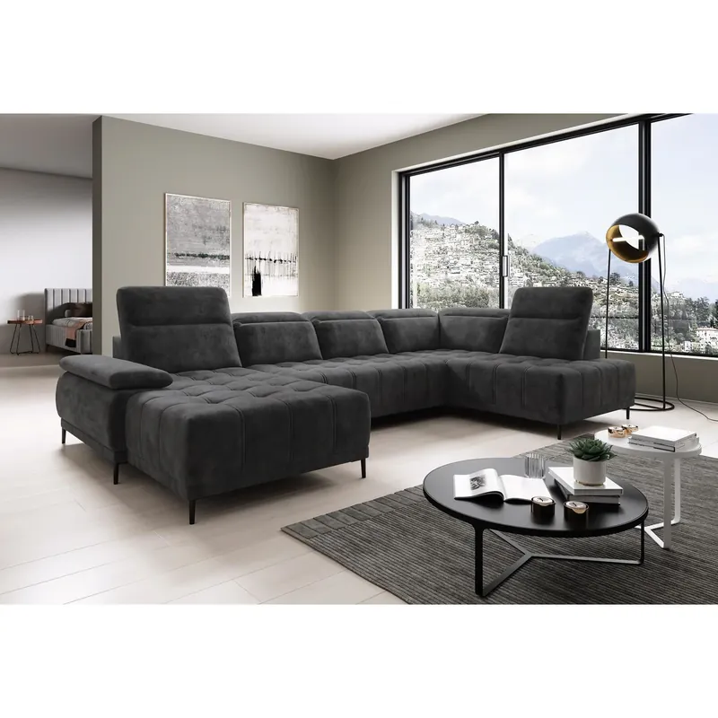 Expediere rapidă Coltar FOCUS XL, personalizabil materiale gama Oferta Avantaj, cu reglaj electric si tetiere reglabile, 352x204x98 cm