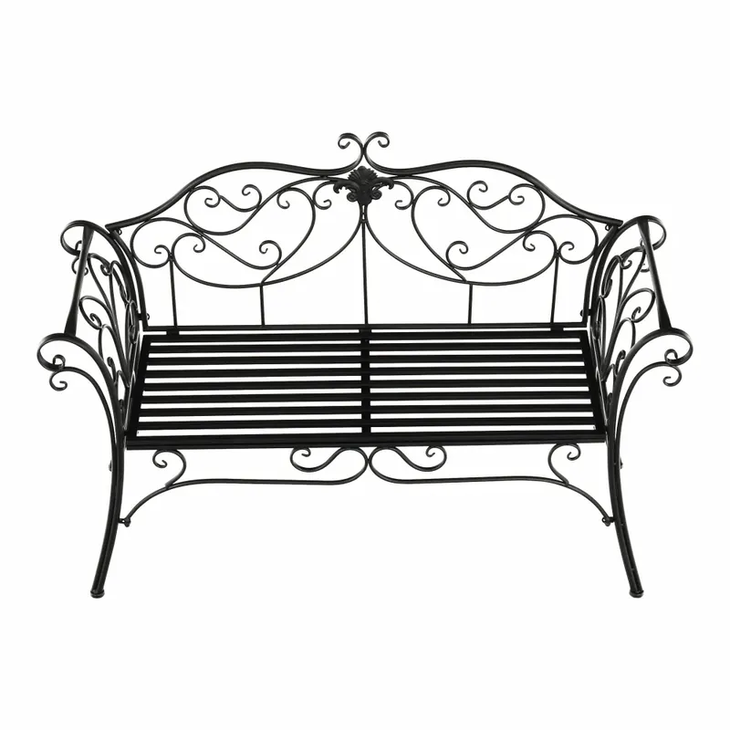 Promoție Banca gradina ETELIA, negru, metal, 131x49x89 cm