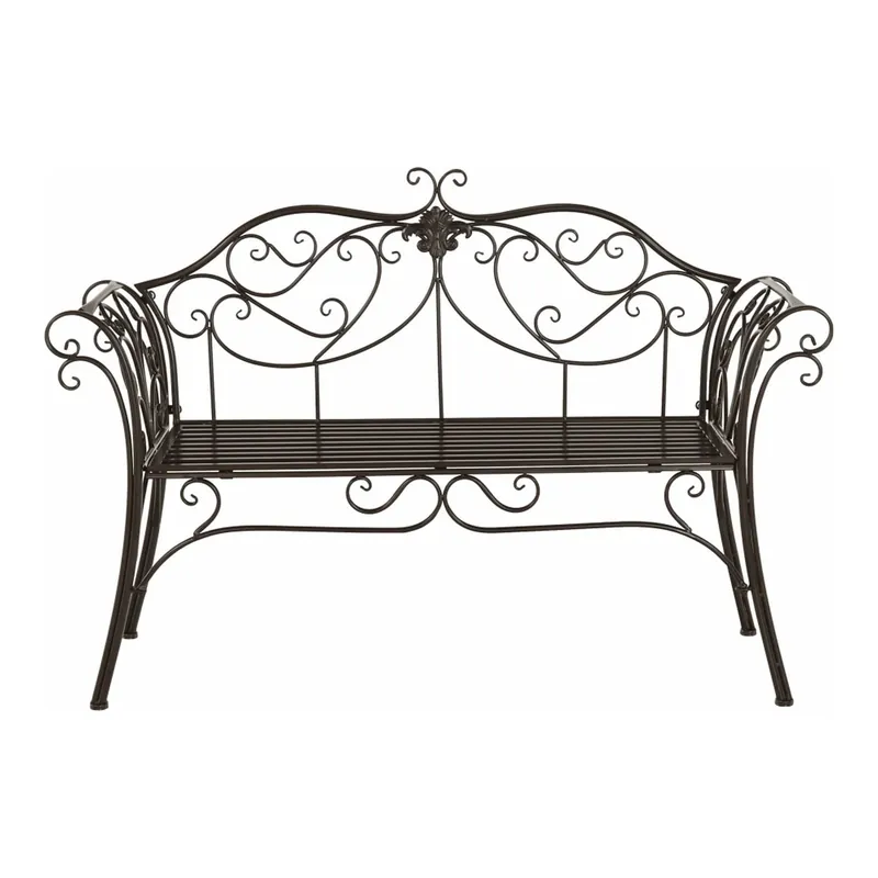 Retur ușor Banca gradina ETELIA, maro, metal, 131x49x89 cm