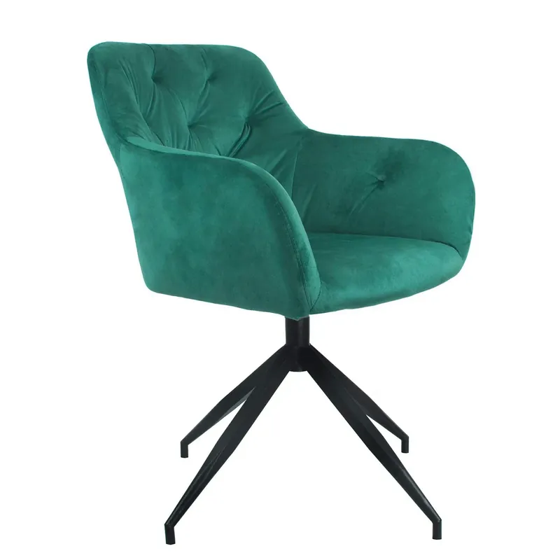 Scaun rotativ VELEZA NEW, verde/negru, stofa catifelata/metal, 66x66x83 cm Promoție