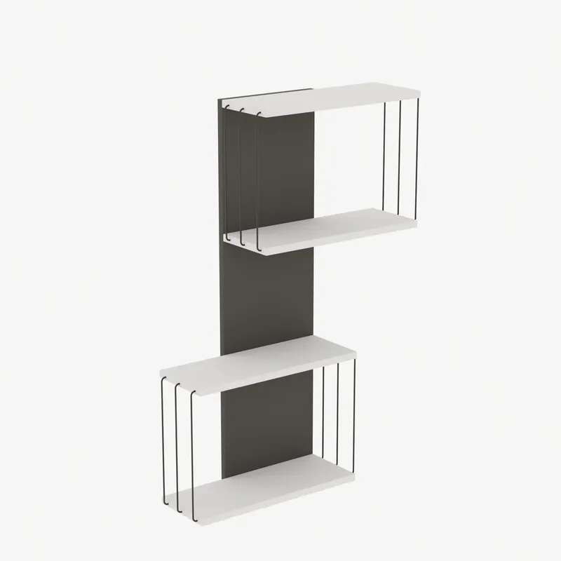 Raft DESTAN, alb/gri, PAL melaminat, 65x19x96 cm Disponibil imediat
