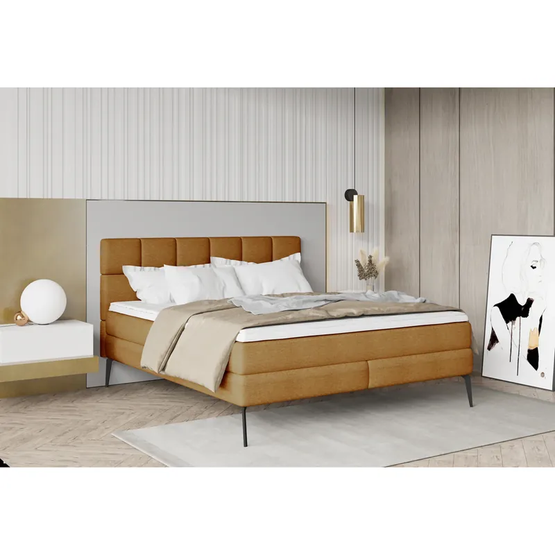 Pat boxspring ADEL 140x200, personalizabil materiale Gama Oferta Avantaj, cu saltele si topper Livrare rapidă