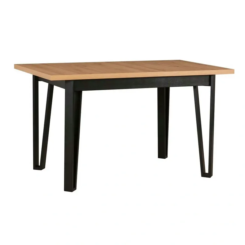 Disponibil imediat Masa extensibila IKON 5, negru/stejar artisan, lemn de fag/PAL, 140/180x80x79 cm