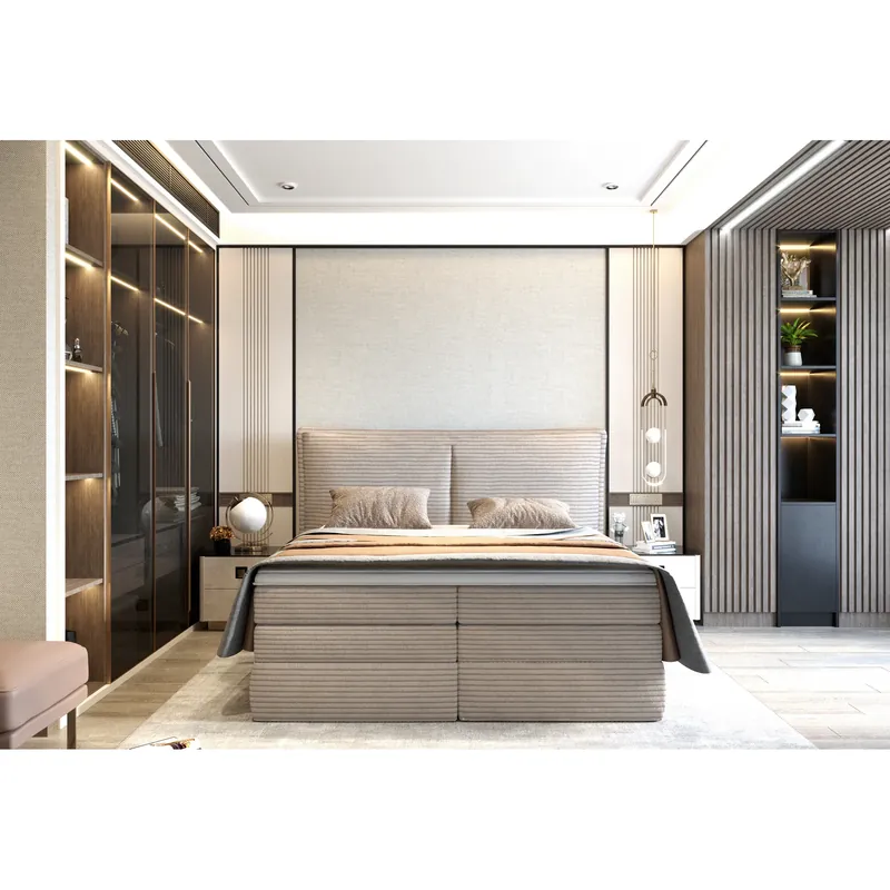 Discount Pat boxspring MADDEN 180x200, personalizabil materiale Gama Premium, 2 lazi depozitare, cu saltele si topper