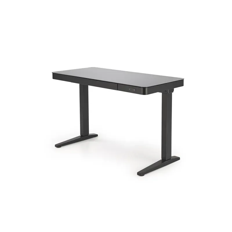 Birou B52, negru, sticla/metal, 120x60x77/120 cm Super ofertă