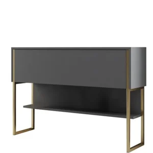 Consola LUXE, gri antracit/auriu, PAL melaminat/metal, 120x30x80 cm Mai ieftin