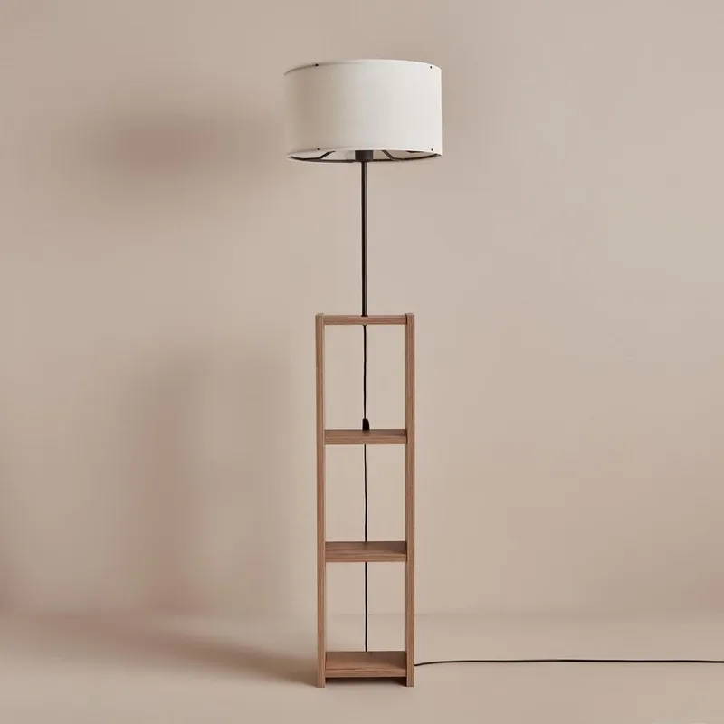 Lampadar AYD-3468, crem/stejar, lemn/material textil, 38x150 cm Cumpărături sigure