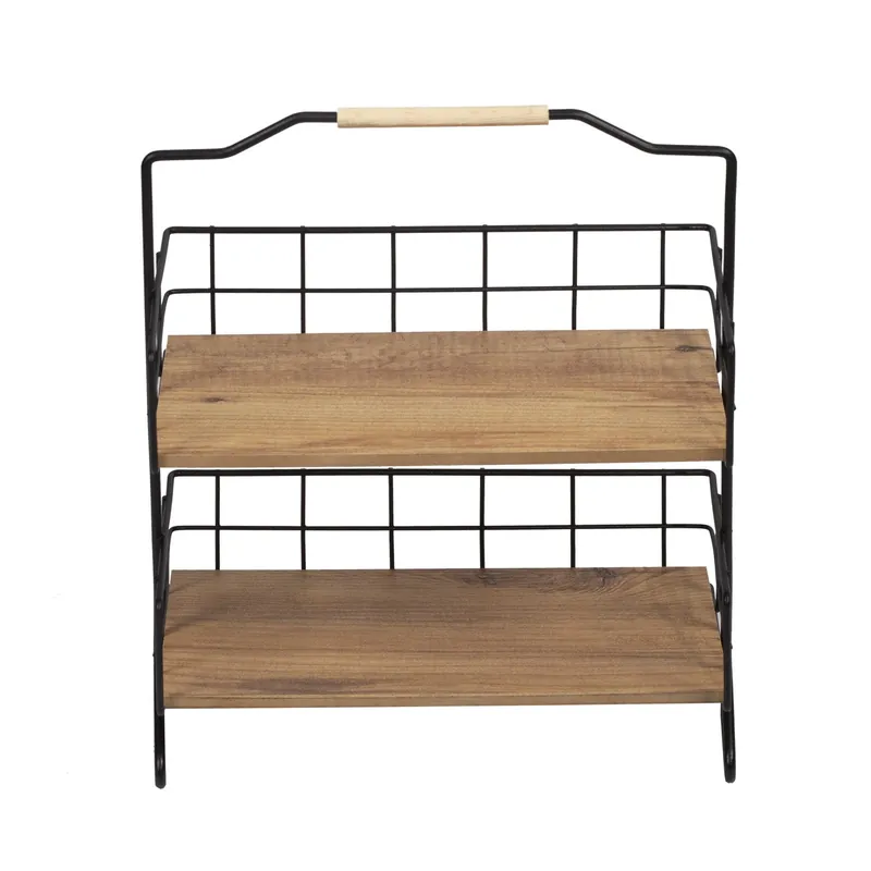 Etajera baie SHELF ELSE, stejar/negru, PAL melaminat/metal, 32x15x42 cm Lichidare de stoc