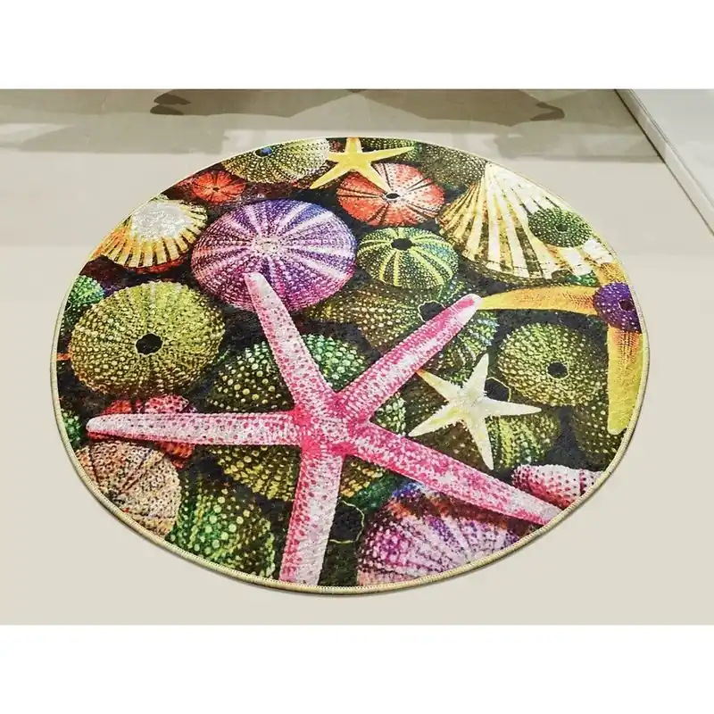 Ultima șansă Covoras baie ESTRELLA, 100x100 cm, forma rotunda, poliester, multicolor