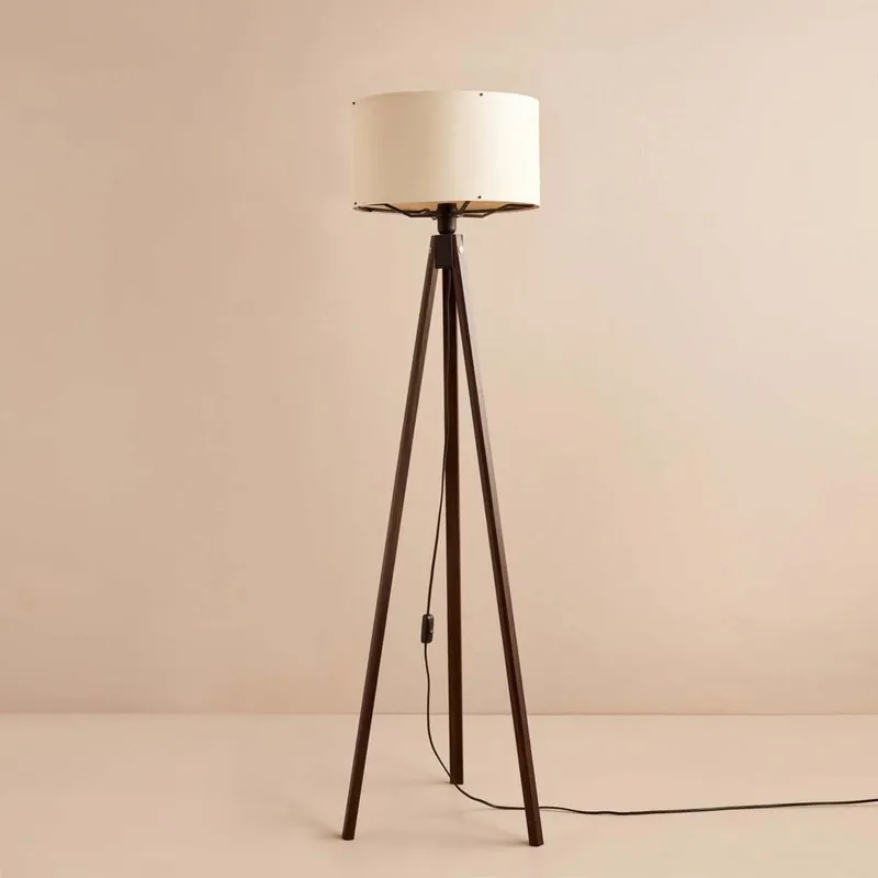 Lampadar AYD-3451, crem/nuc, material textil/lemn, 21x140 cm Cumpărături sigure