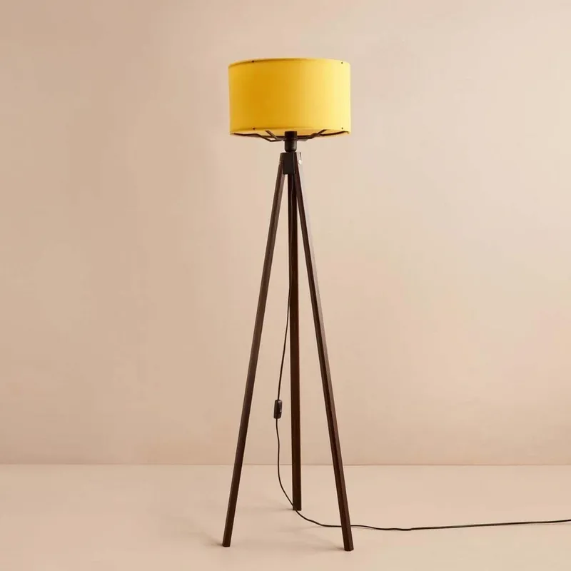Lampadar AYD-3448, galben/nuc, lemn/material textil, 21x140 cm Cumpără acum