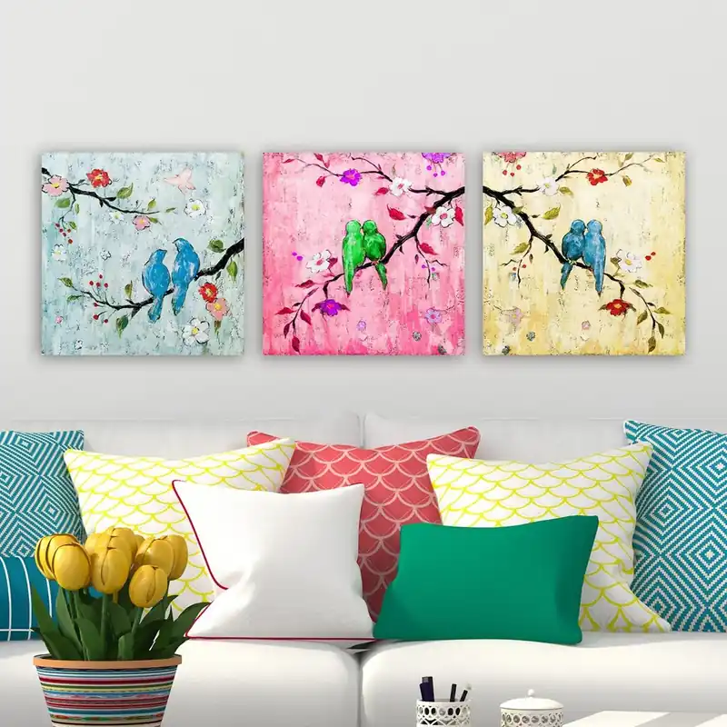 Set 3 tablouri DRPRC9031, multicolor, panza, 30x30 cm Discount