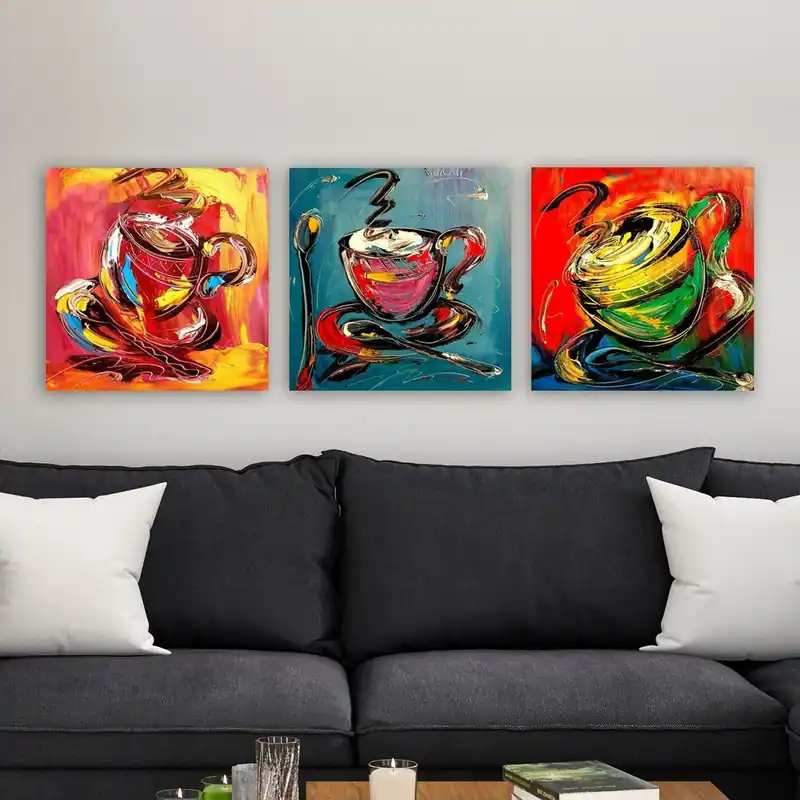 Set 3 tablouri DRPRC6029, multicolor, panza, 30x30 cm Preț mic