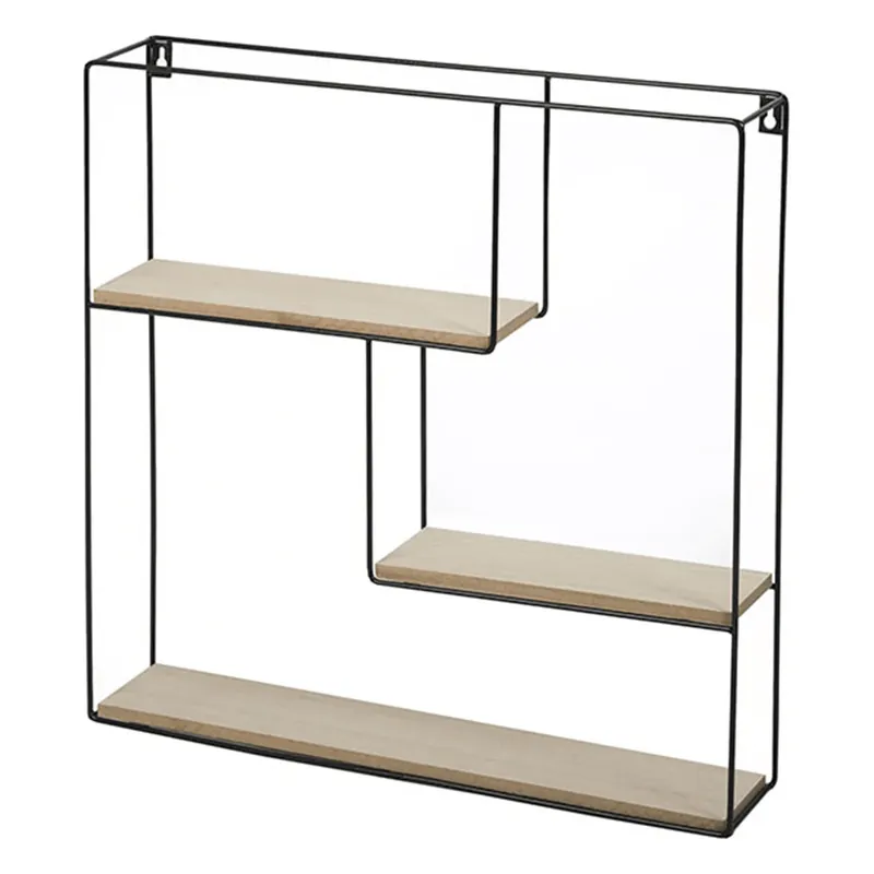 Raft DESIO TYPUL 1, stejar natural/negru, lemn/metal, 50x10x50 cm Noutate