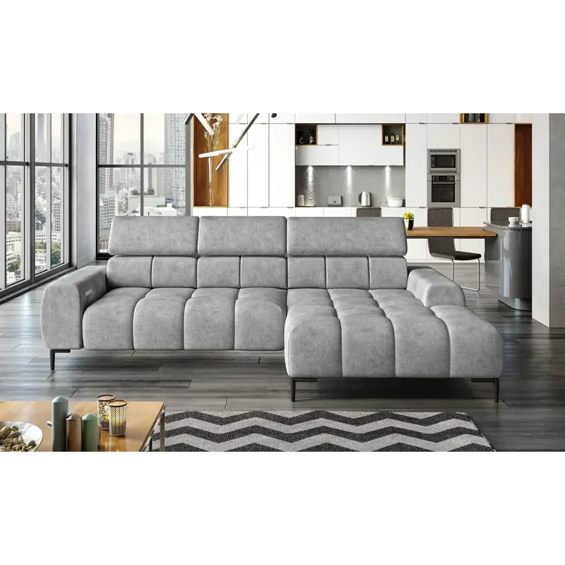 Coltar PLAZA MINI, personalizabil materiale gama Oferta Avantaj, cu reglaj electric si tetiere reglabile, 270x177x99 cm Reducere specială