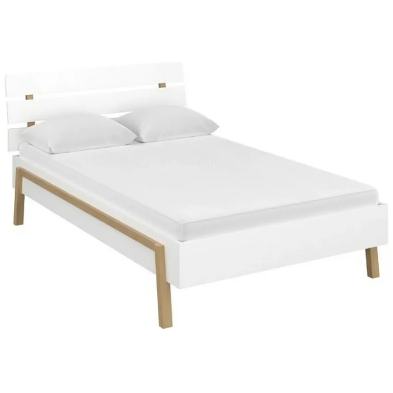 Cadru pat BELLE 120x200, alb, PAL/metal Lichidare de stoc