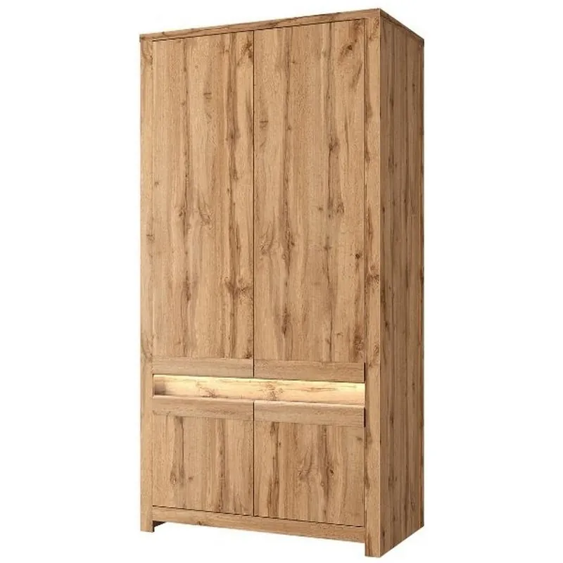 Lichidare de stoc Dulap CLOVER, stejar wotan, PAL laminat, cu 4 usi, 106x60x210 cm