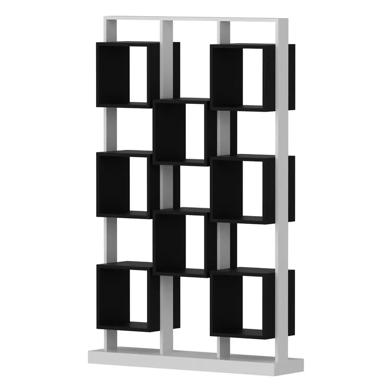 Biblioteca EDGE, alb/negru, PAL melaminat, 120x30x188 cm Ieftin