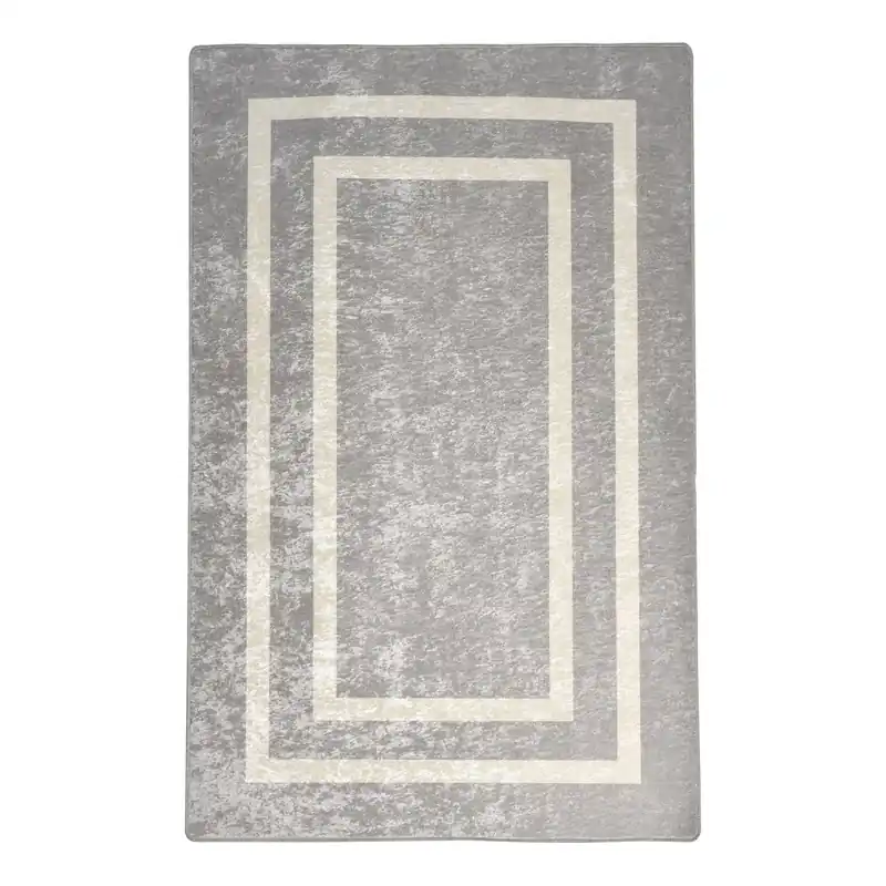 Retur ușor Covor SILVER, 160x230 cm, forma dreptunghiulara, tesatura de catifea/poliester, gri/alb
