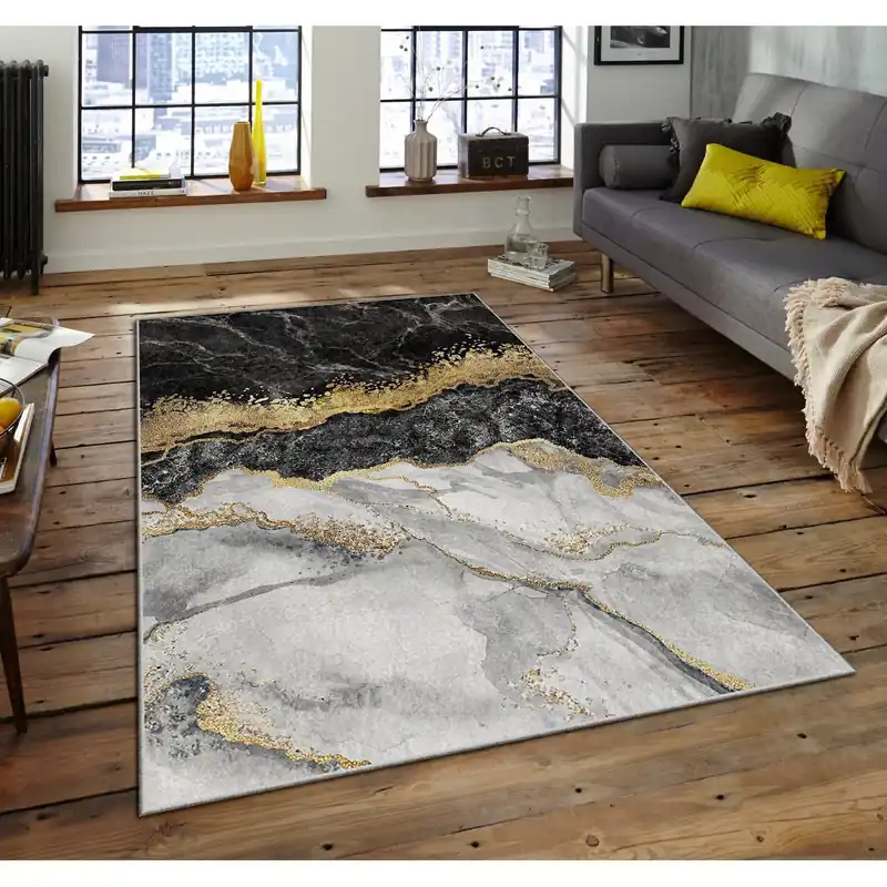Covor, 80x140 cm, forma dreptunghiulara, poliester, efect de marmura, ASR CRPT-136 Mai ieftin