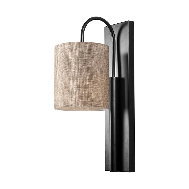 Lampa perete BASTON-3461, negru/crem, metal/material textil, 14x20x42 cm Preț redus