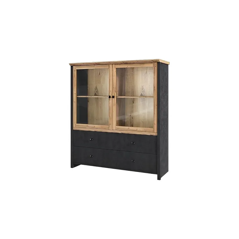 Vitrina NICOLE, stejar wotan/gri antracit, PAL laminat/sticla, 123x42x138 cm Cumpără acum